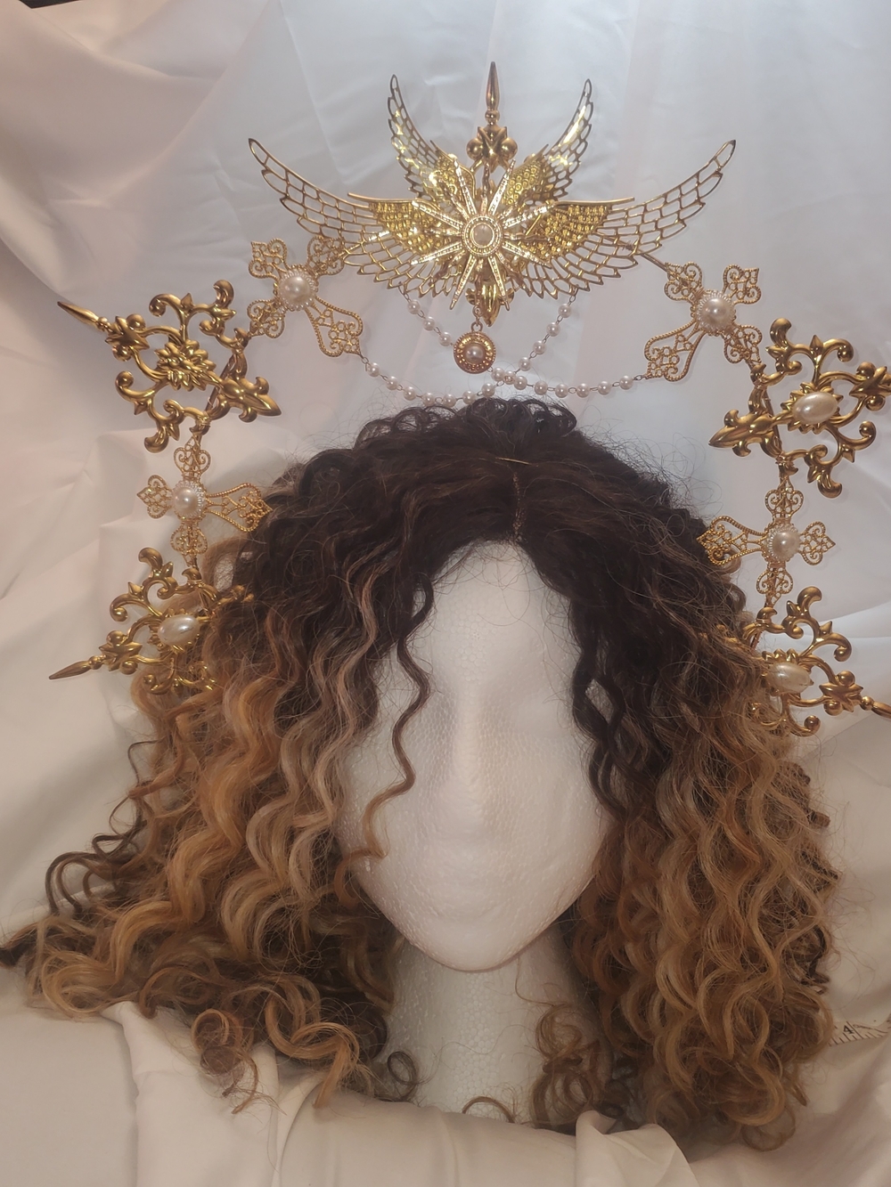 Gold/Pearl Baroque Angel Halo Crown Headdress